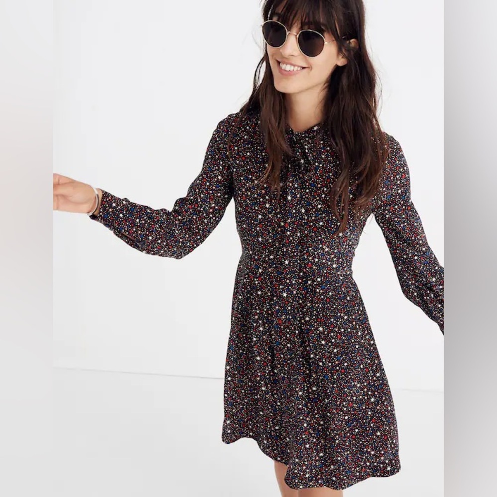MadEwEll Balsam Tie-Neck Dress in Starry Night